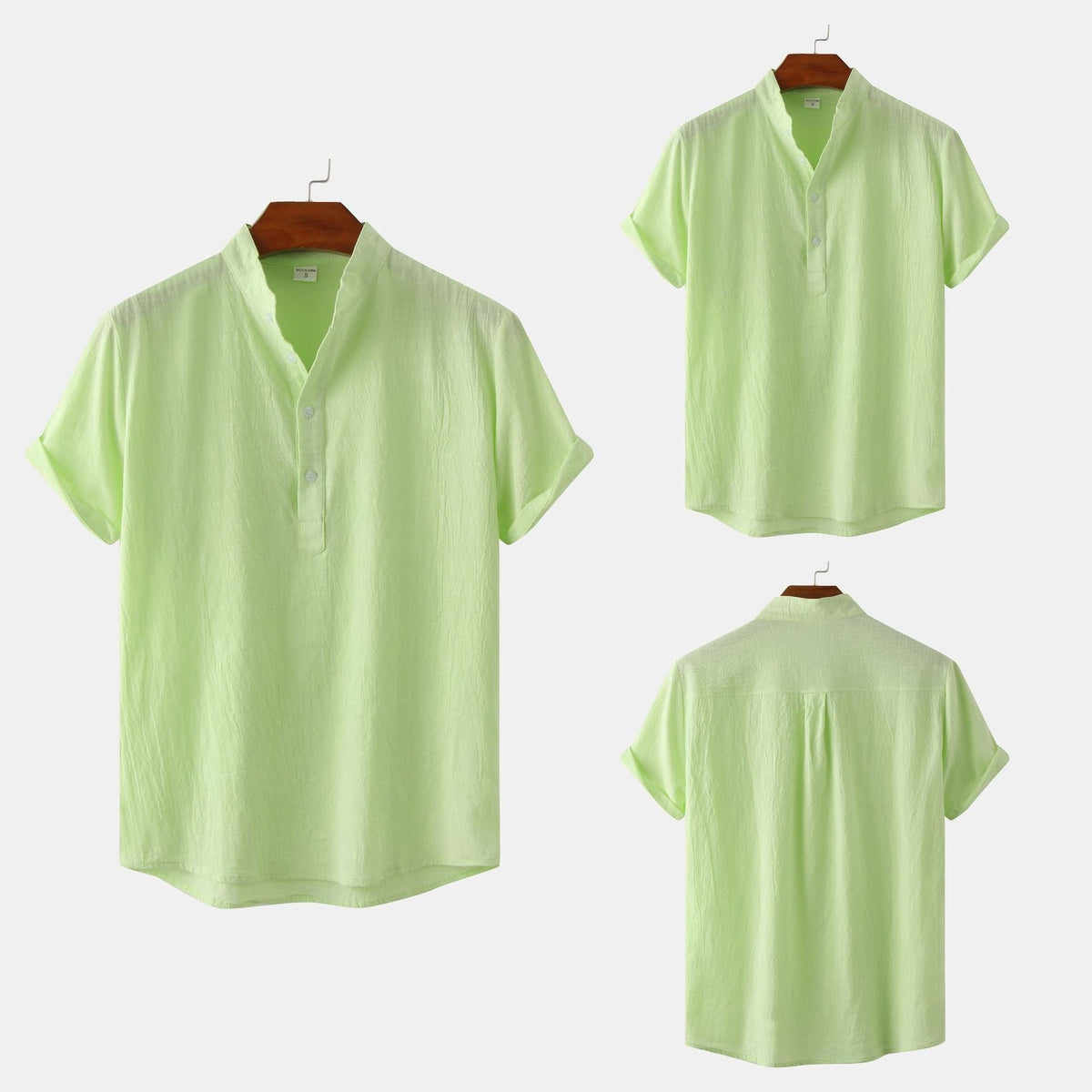 Summer Mens Cotton and Linen Standing Collar Casual Short Sleeved Shirt Beach T Shirt Shirt Mens Clothing - Outdoors & Sports Tinker Time