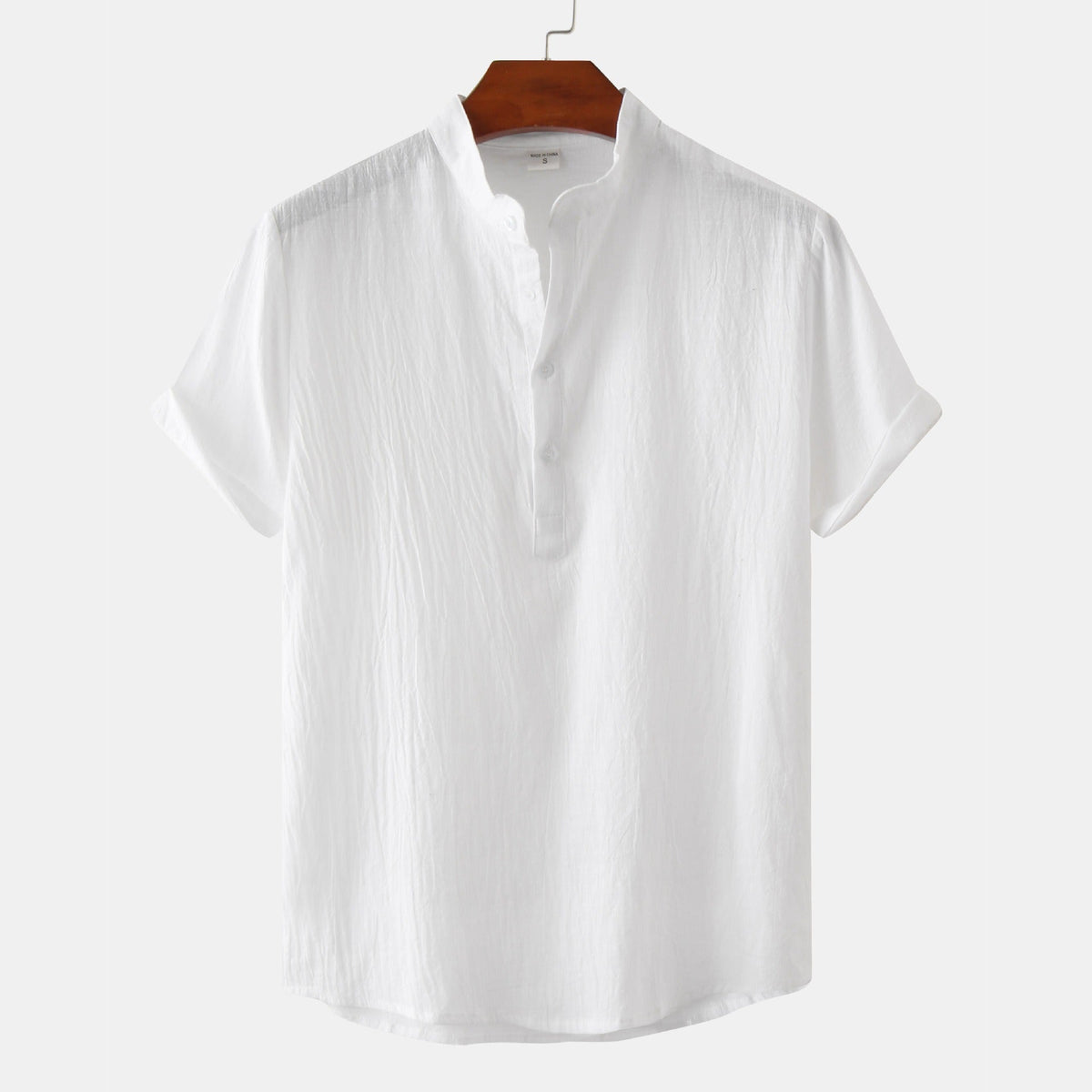 Summer Mens Cotton and Linen Standing Collar Casual Short Sleeved Shirt Beach T Shirt Shirt Mens Clothing - Outdoors & Sports Tinker Time