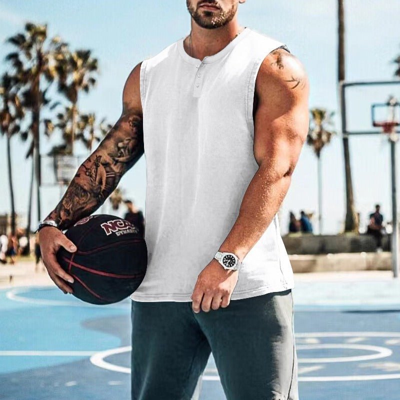 Summer Mens Youth Sports Basketball Tank Top Large Round Neck Button up Sleeveless T shirt Mens Sweetheart - Outdoors & Sports Tinker Time