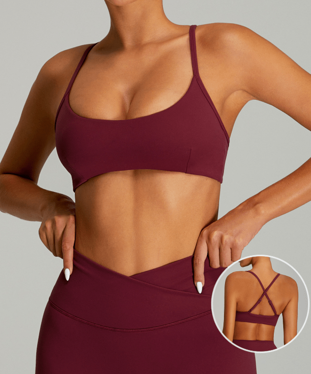 Summer New Fitted Sports Bra for Women, Cross Back Design, Yoga Wear, Bare Skin Feel, Shockproof Running, Wearable Outdoor Workout Bra - Outdoors & Sports Tinker Time