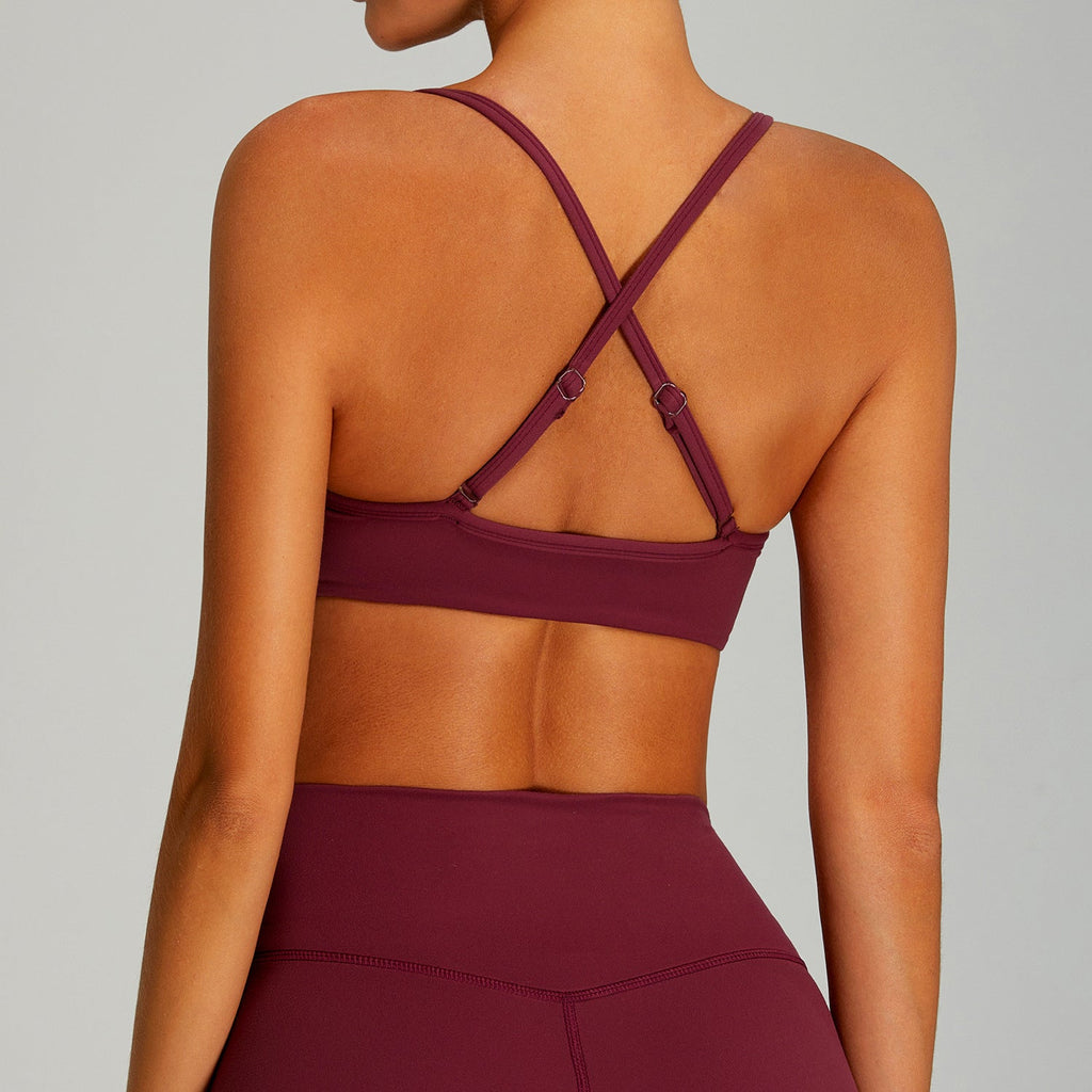 Summer New Fitted Sports Bra for Women, Cross Back Design, Yoga Wear, Bare Skin Feel, Shockproof Running, Wearable Outdoor Workout Bra - Outdoors & Sports Tinker Time
