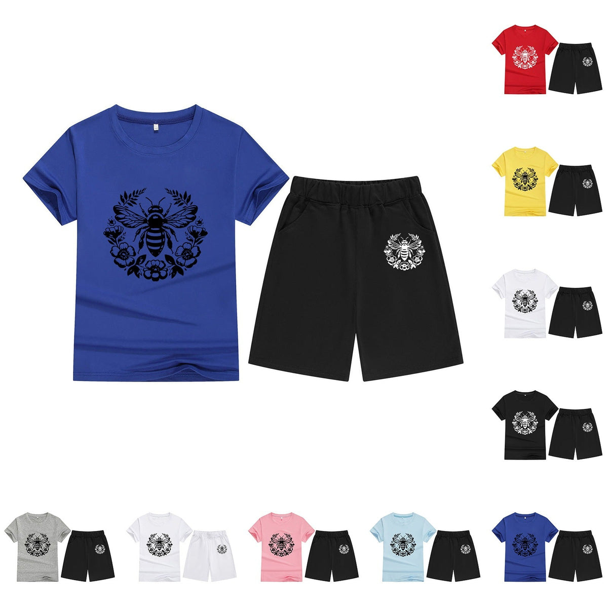 T-Shirt Short Sleeve Candy Color Comfortable Kids Round Neck T-Shirt Printed Picture Pattern Embroidered Print - Outdoors & Sports Tinker Time