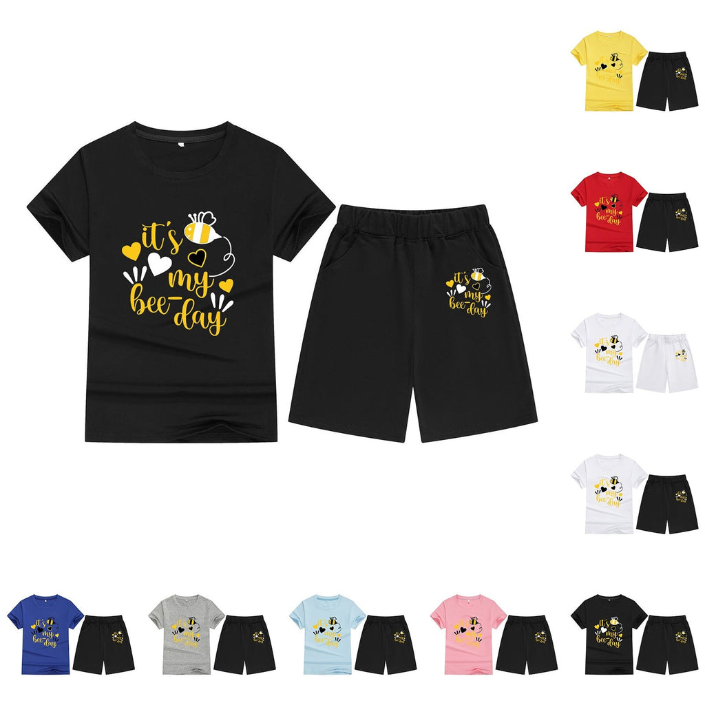 T-Shirt Short Sleeve Candy Color Comfortable Kids Round Neck T-Shirt Printed Picture Pattern Embroidered Print - Outdoors & Sports Tinker Time