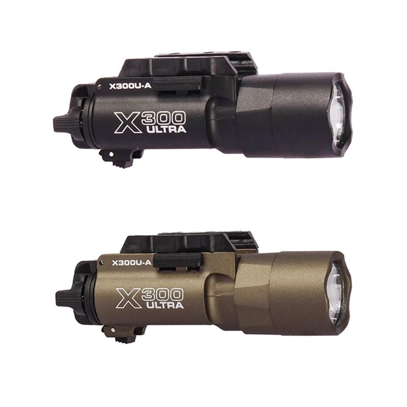 Tactica Flashlight X300-B/X300U-B/XU35: metal pistol gun strobe LED lights for 20mm rails, ideal for airsoft and hunting. - Outdoors & Sports Tinker Time