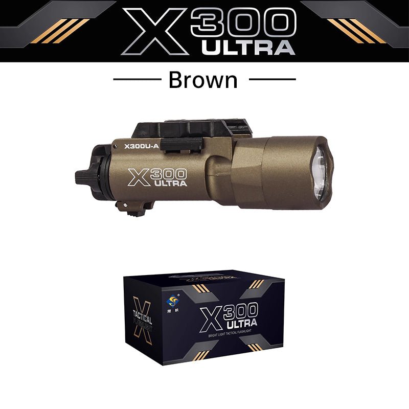 Tactica Flashlight X300-B/X300U-B/XU35: metal pistol gun strobe LED lights for 20mm rails, ideal for airsoft and hunting. - Outdoors & Sports Tinker Time