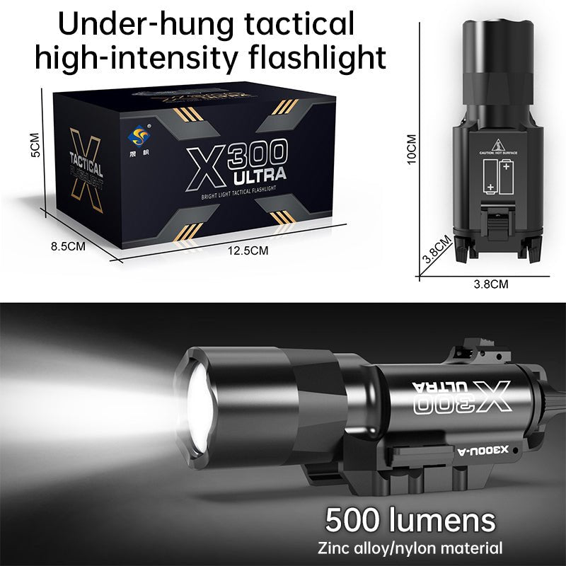 Tactica Flashlight X300-B/X300U-B/XU35: metal pistol gun strobe LED lights for 20mm rails, ideal for airsoft and hunting. - Outdoors & Sports Tinker Time