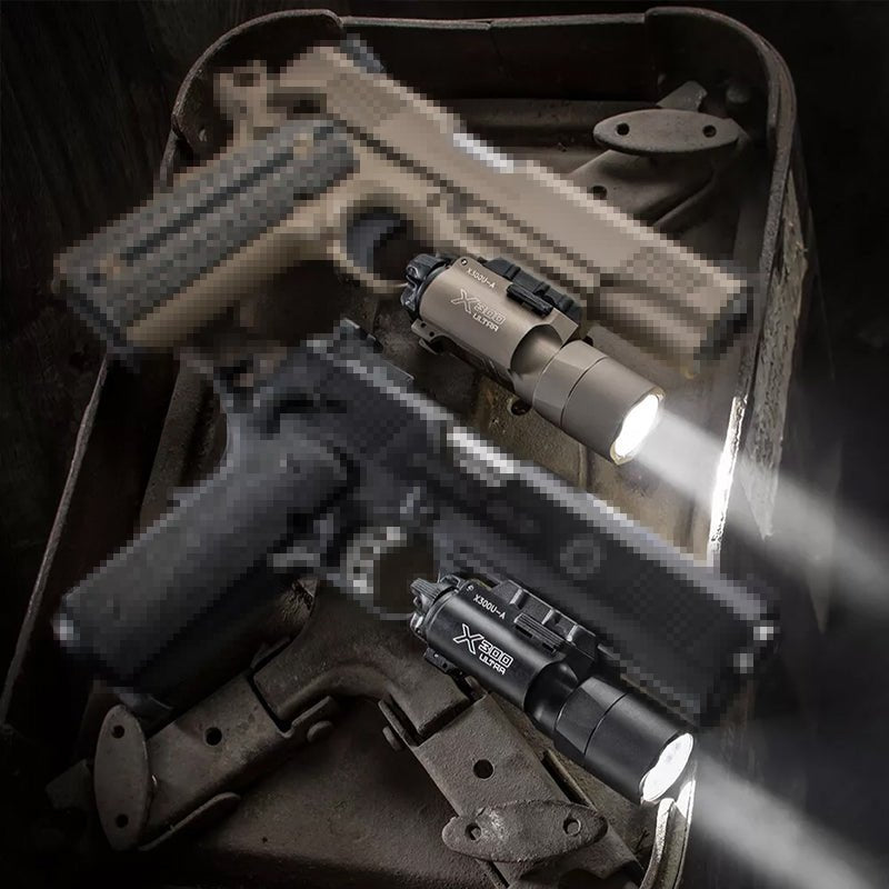 Tactica Flashlight X300-B/X300U-B/XU35: metal pistol gun strobe LED lights for 20mm rails, ideal for airsoft and hunting. - Outdoors & Sports Tinker Time