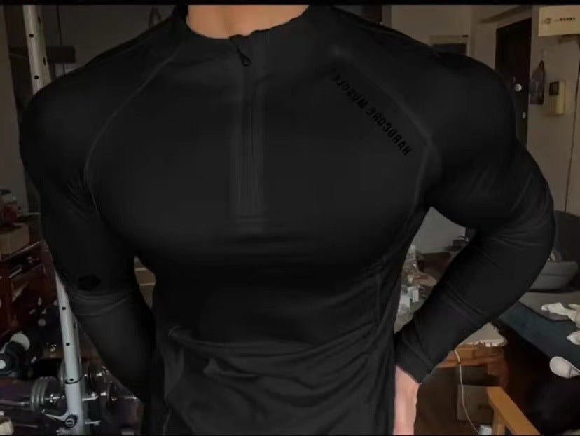 Tech Series Sport Fitness Wear Cycling Jersey Men's Running Long Sleeve Compression Shirt High Elastic Quick-Dry Top Training - Outdoors & Sports Tinker Time