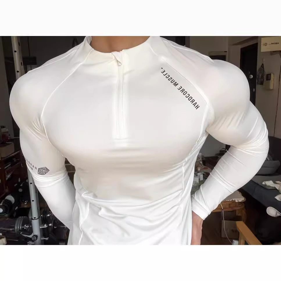 Tech Series Sport Fitness Wear Cycling Jersey Men's Running Long Sleeve Compression Shirt High Elastic Quick-Dry Top Training - Outdoors & Sports Tinker Time