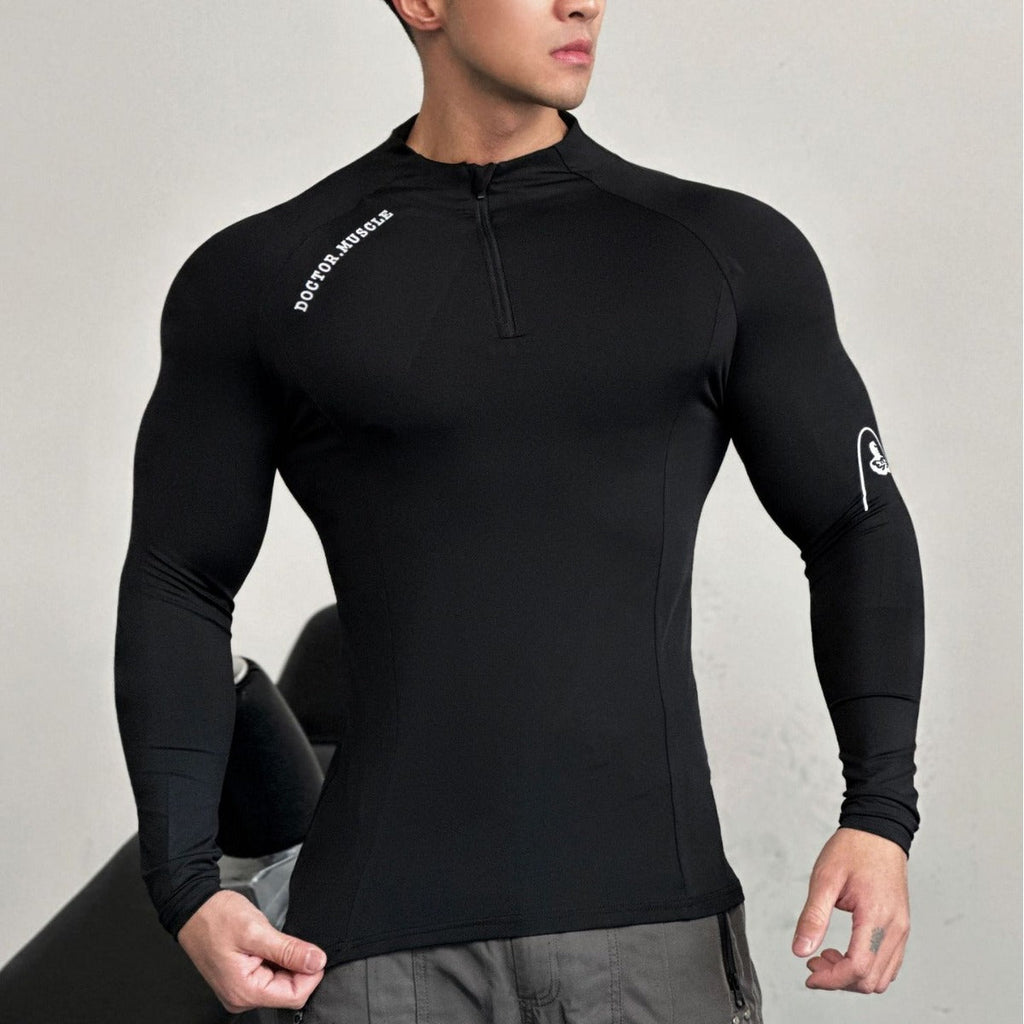 Tech Series Sport Fitness Wear Cycling Jersey Men's Running Long Sleeve Compression Shirt High Elastic Quick-Dry Top Training - Outdoors & Sports Tinker Time