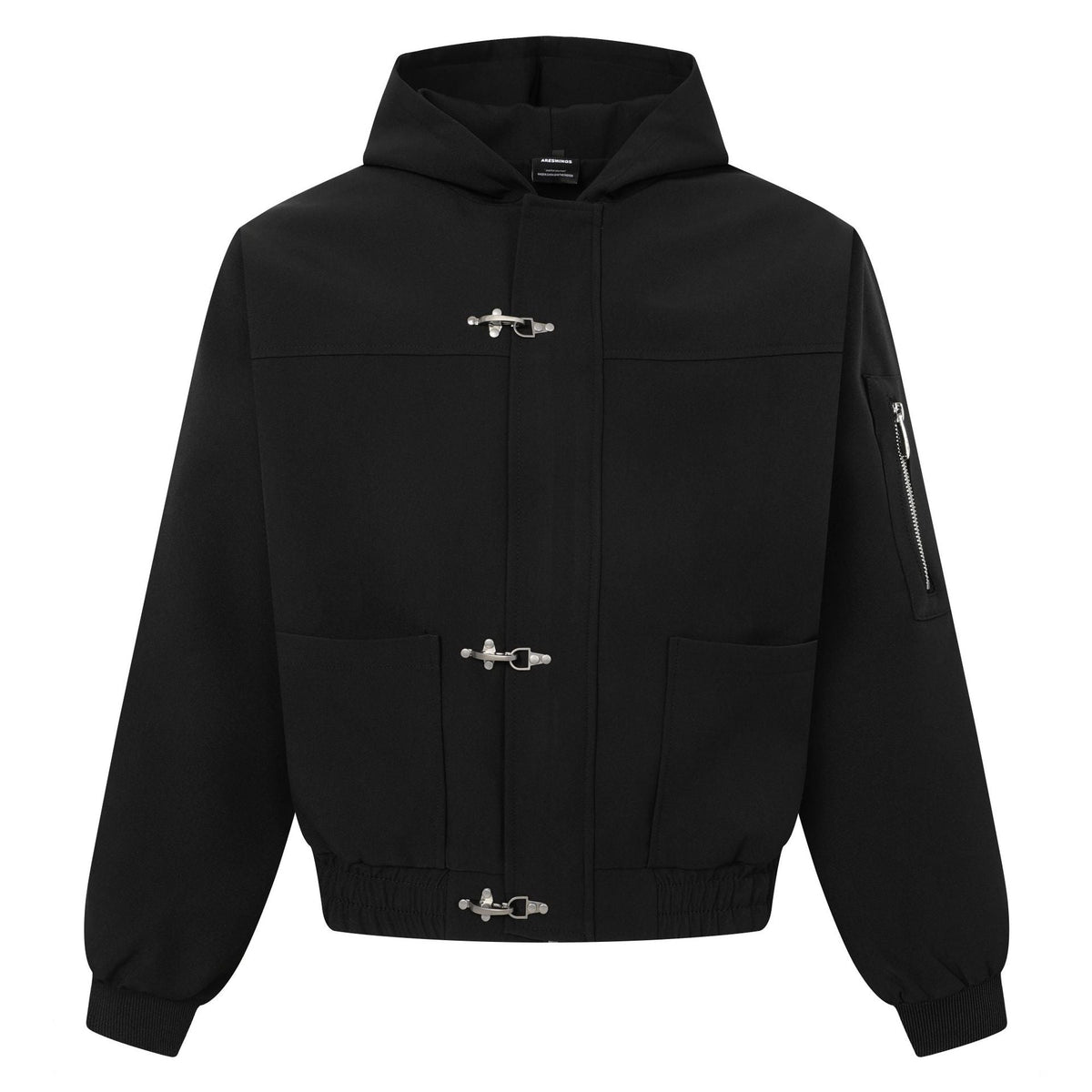 Techwear Utility Zipper Sleeve Metal Buckle Closure Hooded Loose Fit Unisex Windbreaker Jacket - Outdoors & Sports Tinker Time