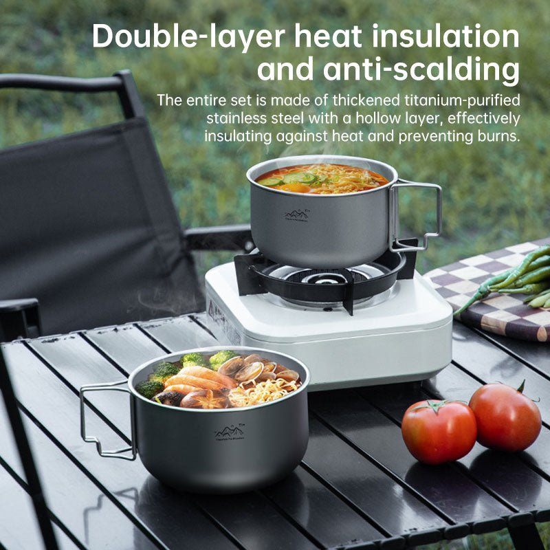 Titanium Alloy Camping Pot - Lightweight Collapsible Outdoor Cooking Pot - Outdoors & Sports Tinker Time