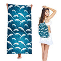 Two-in-One Beach Towel Backpack, Foldable Beach Towel Storage Bag, Microfiber Printed Beach Towel - Outdoors & Sports Tinker Time