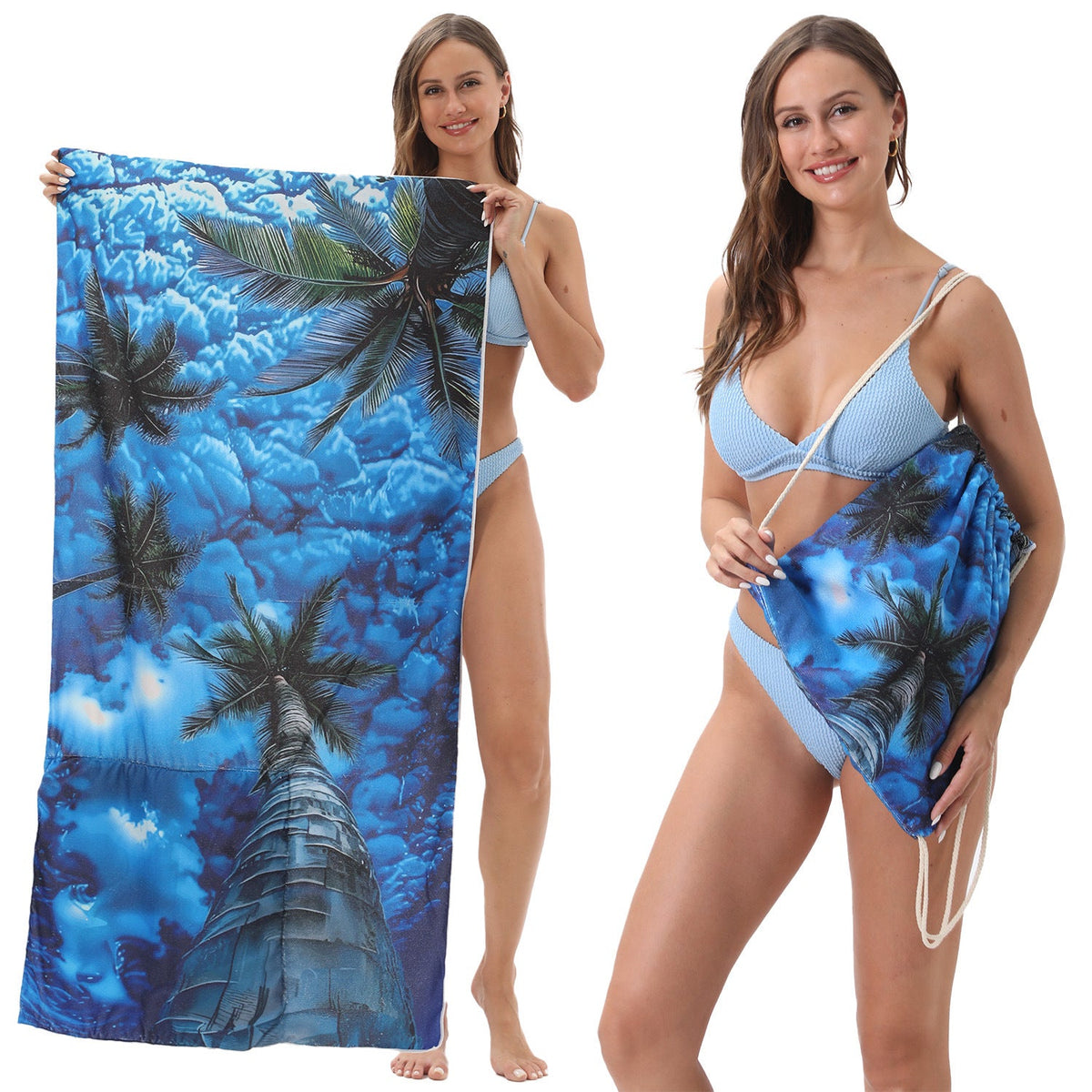 Two-in-One Foldable Beach Towel Printed Bath Towel All-In-One Beach Towel with Storage Bag - Outdoors & Sports Tinker Time
