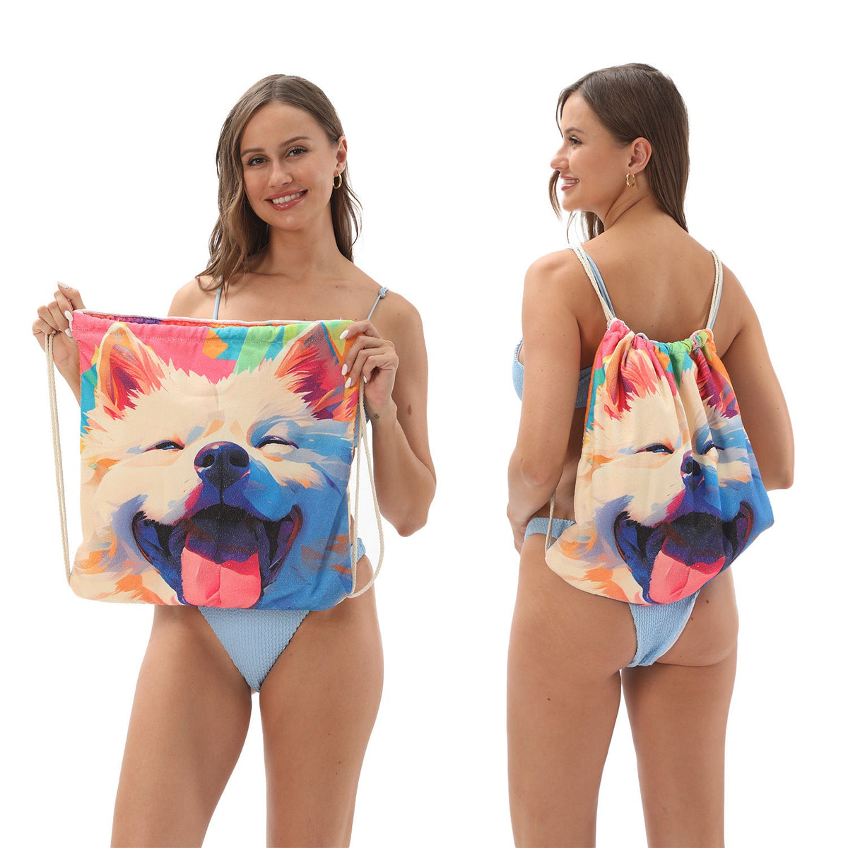 Two-in-One Foldable Beach Towel Printed Bath Towel All-In-One Beach Towel with Storage Bag - Outdoors & Sports Tinker Time