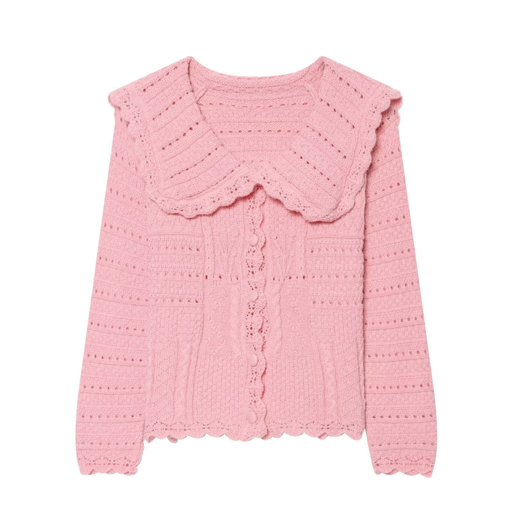 Versatile casual simple wave collar knitted sweater for women - Outdoors & Sports Tinker Time