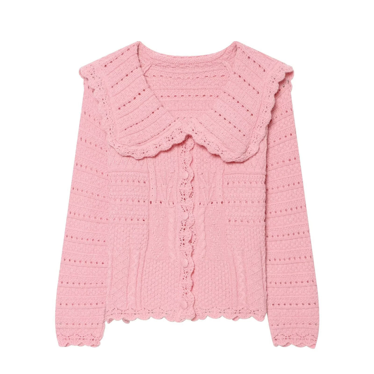 Versatile casual simple wave collar knitted sweater for women - Outdoors & Sports Tinker Time