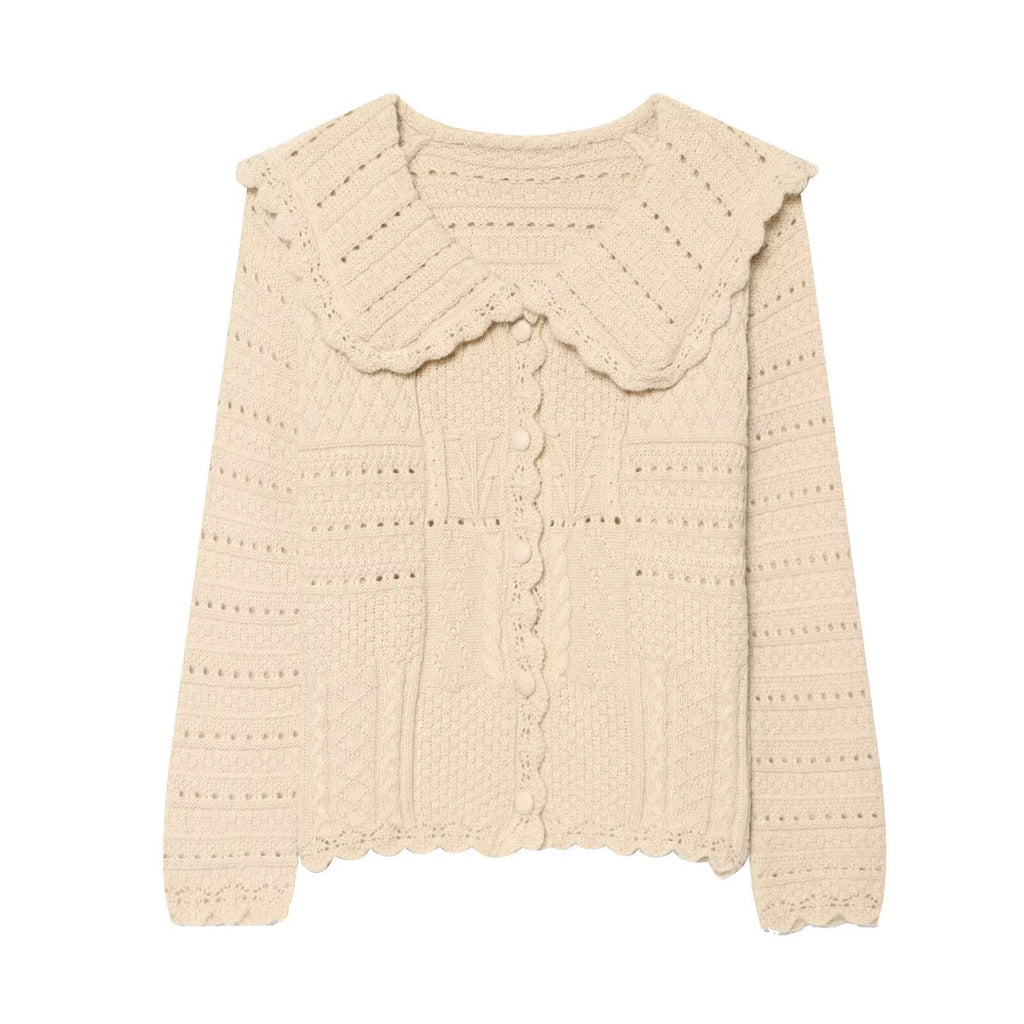 Versatile casual simple wave collar knitted sweater for women - Outdoors & Sports Tinker Time