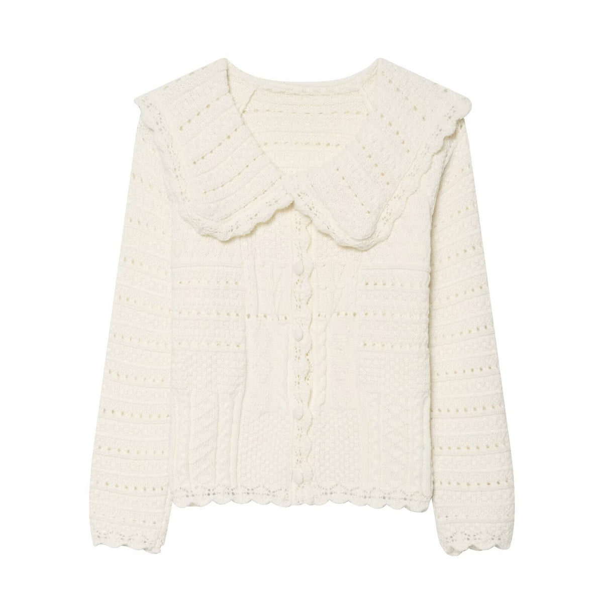 Versatile casual simple wave collar knitted sweater for women - Outdoors & Sports Tinker Time