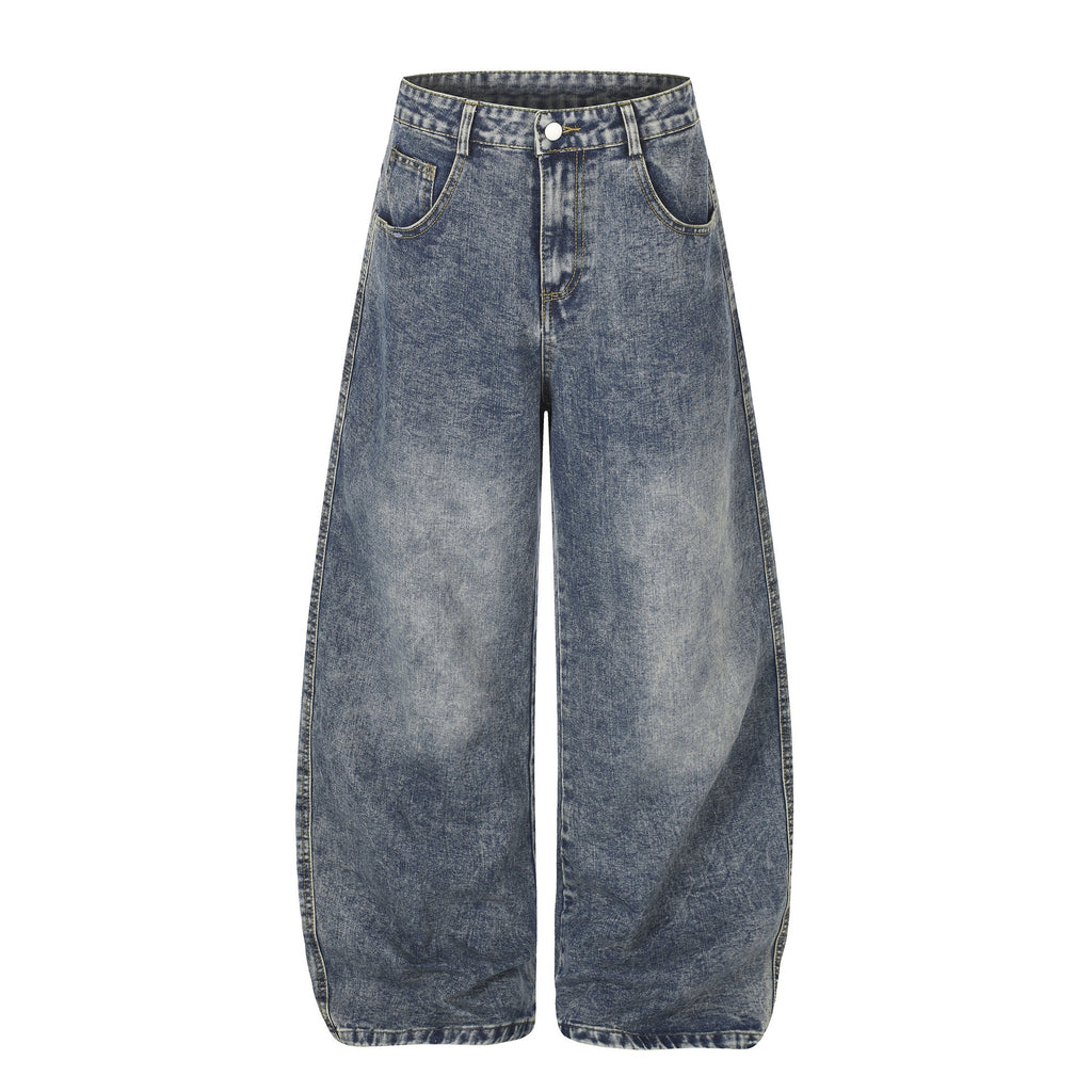 Vibe Washed Patchwork Print High Waist Loose Drape Wide Leg Jeans - Outdoors & Sports Tinker Time