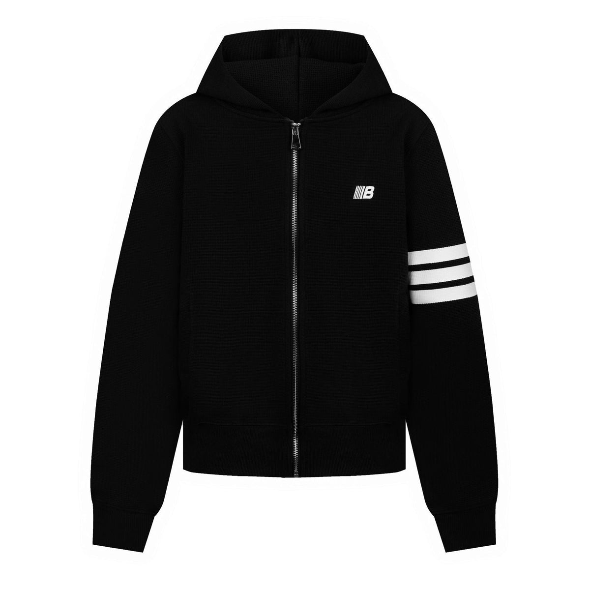 Waffle Knit Open Front Hooded Loose Fit Jacket - Outdoors & Sports Tinker Time