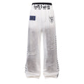 Wash Ripped Wide Leg Sweatpants Badge Polka Dot Print Unisex Loose Straight Long Pants - Outdoors & Sports Tinker Time