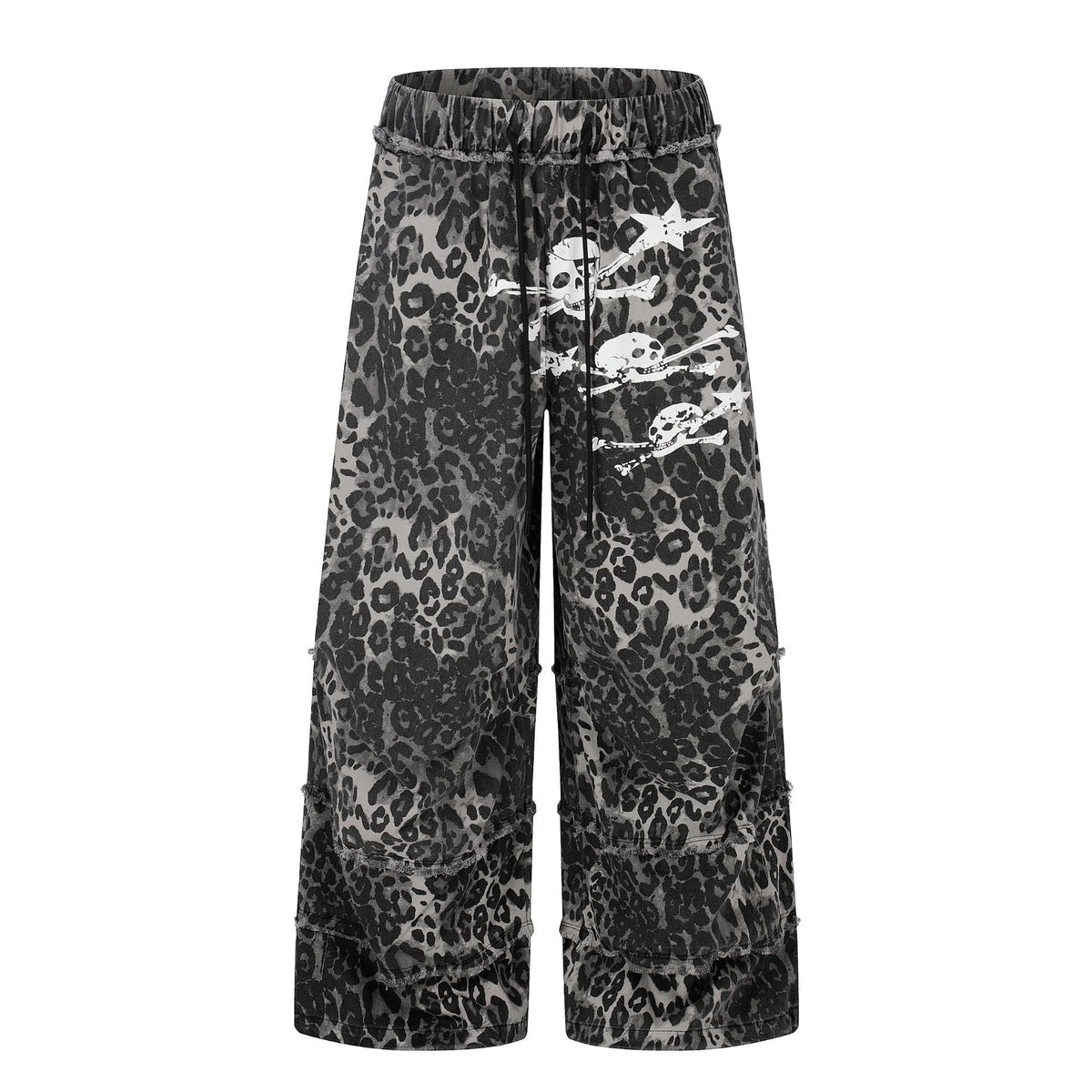 Wasteland Style Irregular Raw Edge Denim Jeans, Double-Layer Spliced Vintage Wash Wide Leg Pants - Outdoors & Sports Tinker Time