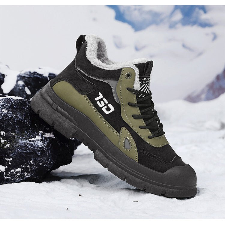 Winter fleece warm Martin boots men's casual sports versatile Korean version anti cold snow boots - Outdoors & Sports Tinker Time