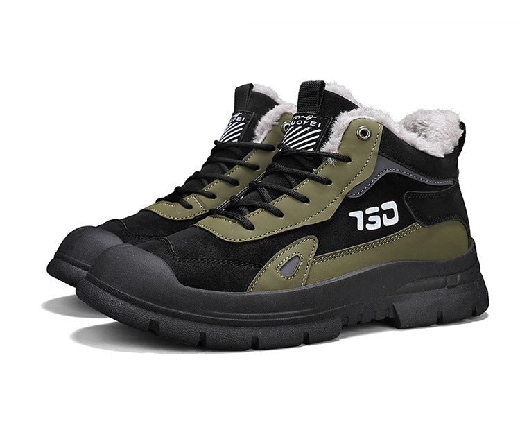 Winter fleece warm Martin boots men's casual sports versatile Korean version anti cold snow boots - Outdoors & Sports Tinker Time