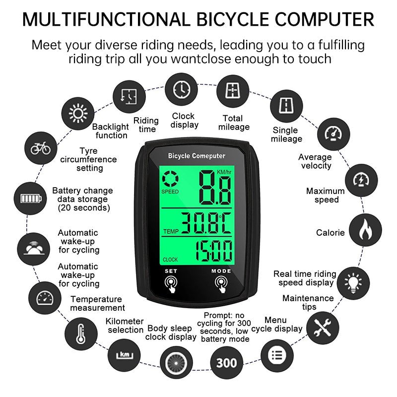 Wired LCD Digital Bicycle Computer - Speedometer and Odometer with Backlight, a Must - have Bike Accessory - Outdoors & Sports Tinker Time