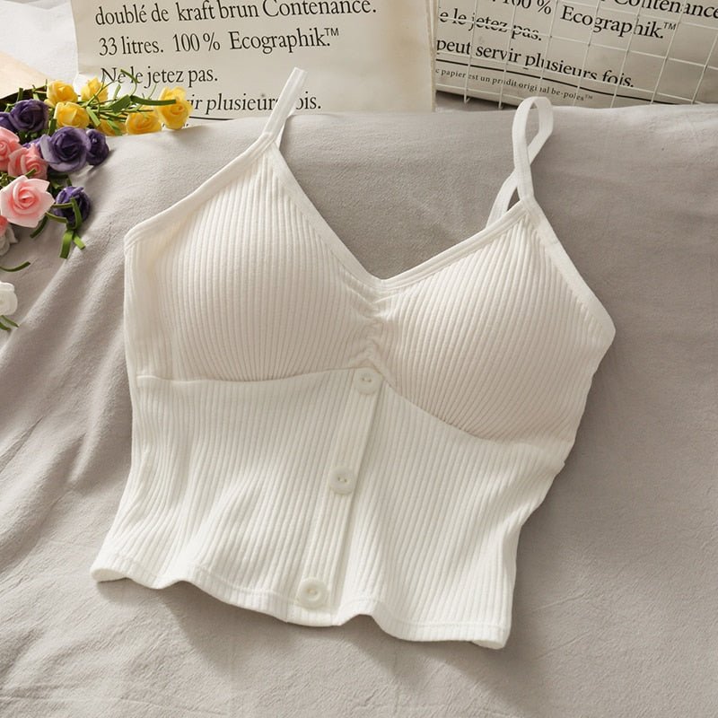 Woman Knitted Tank Top Women Strap Vest Sexy Female Knitting Crop Top - Outdoors & Sports Tinker Time
