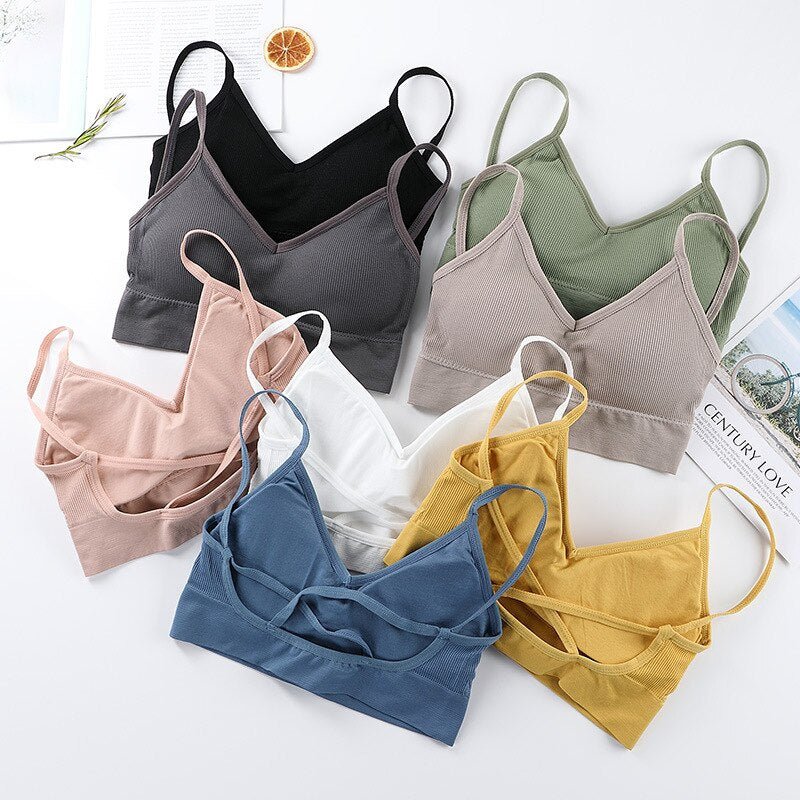 Women Tank Crop Tops Seamless Underwear Beauty Back Sports Lingerie Padded Cropped Female Crop Tops - Outdoors & Sports Tinker Time