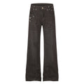 Women's High Street Embroidered Pocket Washed Distressed Cat Whisker Micro Flare Denim Jeans - Outdoors & Sports Tinker Time