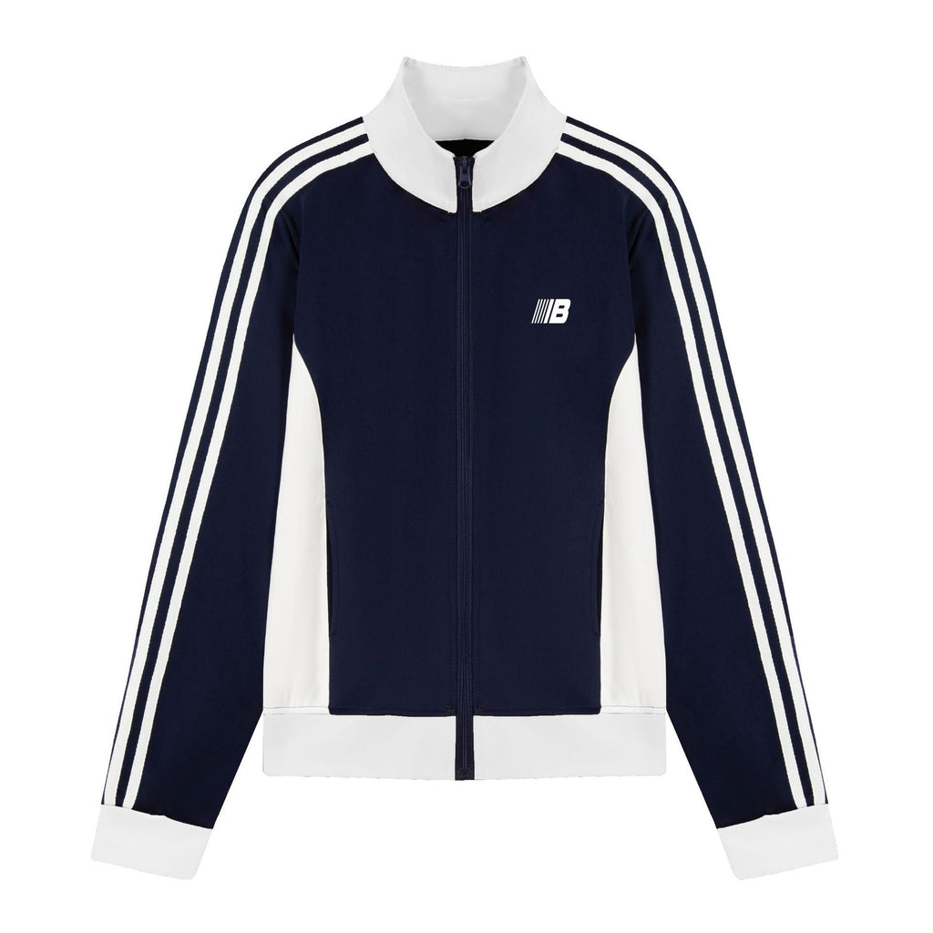 Women's Retro Casual Color Block Splicing Stand Collar Three-Stripe Pattern Loose Cropped Sport Jacket - Outdoors & Sports Tinker Time