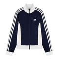 Women's Retro Casual Color Block Splicing Stand Collar Three-Stripe Pattern Loose Cropped Sport Jacket - Outdoors & Sports Tinker Time