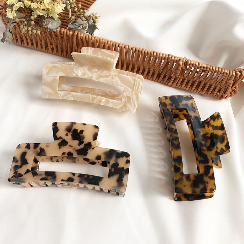 Zincqi Acetate French Style Large and Small Geometric Square Hair Clip for Back of Head, Hairpin, Shark Clip, Hair Clamp - Outdoors & Sports Tinker Time