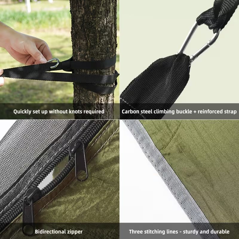 Zippered Bug Net Hammock – 200x80cm Adult Hanging Chair for Camping, Travel & Insect Protection - Outdoors & Sports Tinker Time